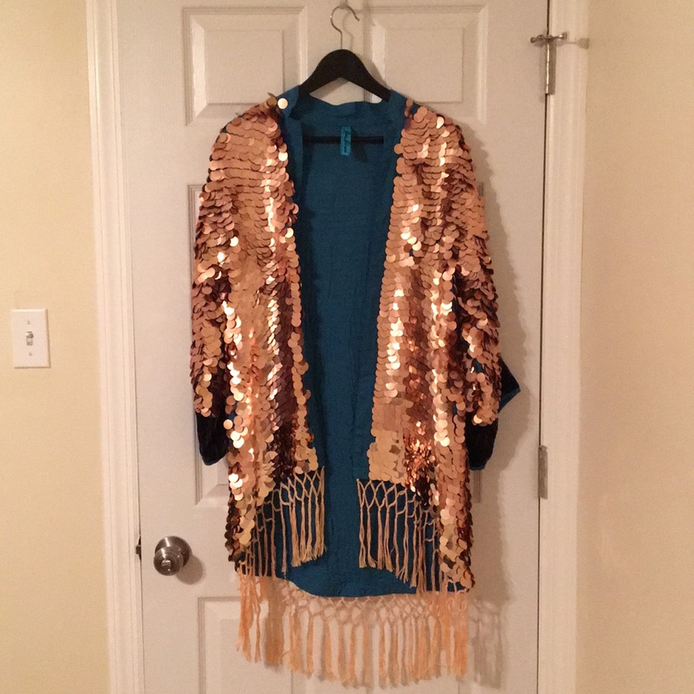 Rose Gold Sequin Kimono